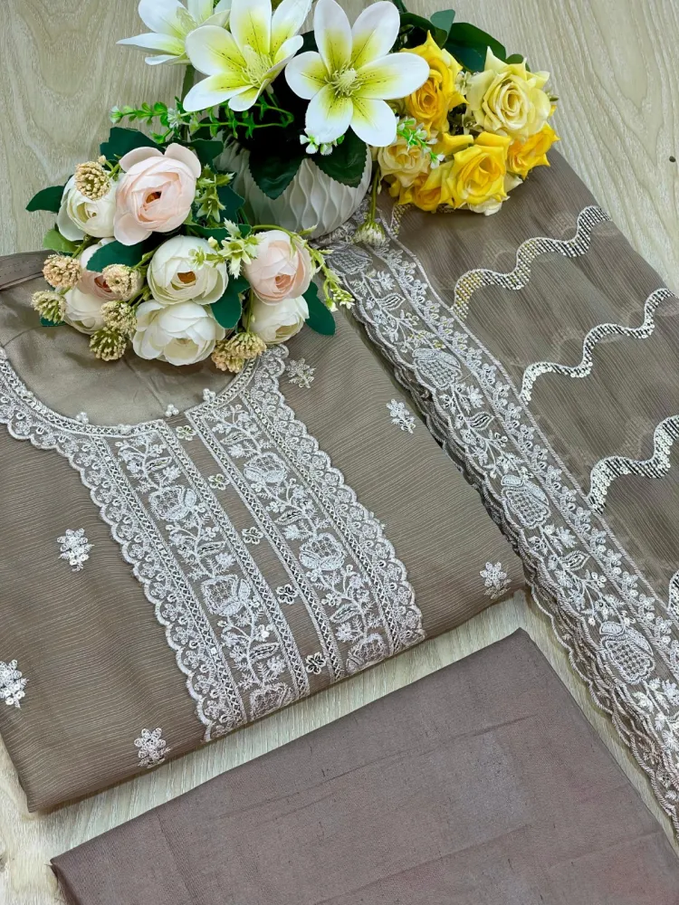Premium Embroidered Shiffon Georgette 4-Piece For Women - Shopemart 1
