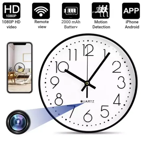 HD 1080P Wall Clock Camera with Motion Detection