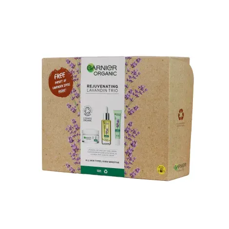 Garnier Organic Rejuvenating Lavandin Trio Anti-Age Day Care Cream 50ml & Smooth And Glow Facial Oil 30ml & Anti-Age Eye