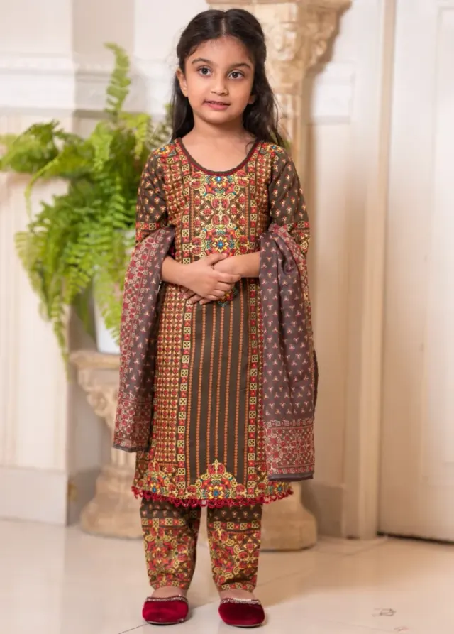 Baby Girl 3-Piece Salwar Kameez Set with Dupatta - Shopemart