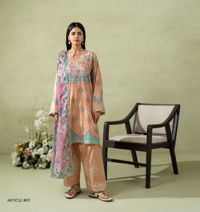 Pakistani Lawn Suit three piece collection - Shopemart 1