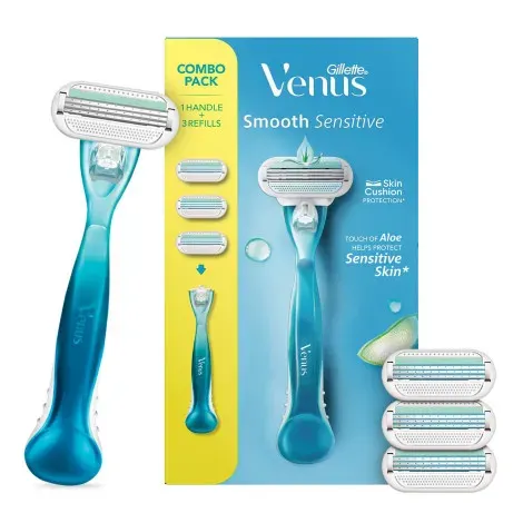 Gillette Venus Smooth Sensitive Razor 1 Handle + 3 Refills — GILLETTE grooming product