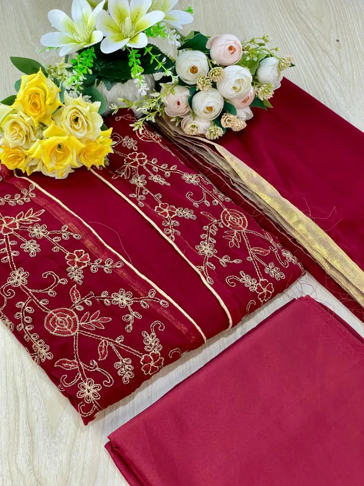 Premium Embroidered Soft Georgette 4-Piece For Women - Shopemart 1