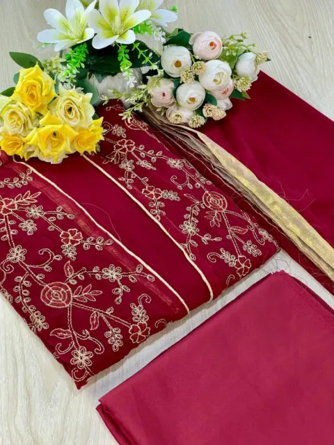 Premium Embroidered Soft Georgette 4-Piece For Women - Shopemart 1
