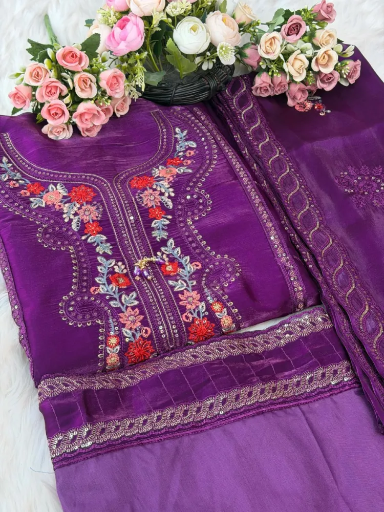 Premium Embroidered Afgan Silk Georgette 4-Piece Set for Women - Shopemart 1