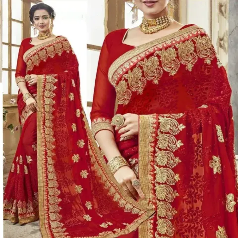 Georgette Embroidered Saree for Women S-3088