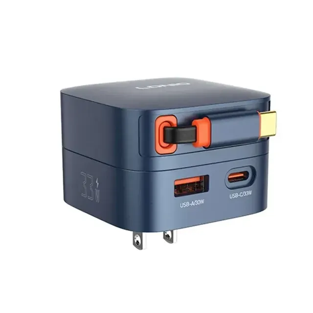 LDNIO Q9 33W Safe PD Fast Charger with Retractable Type-C Cable — LDNIO
