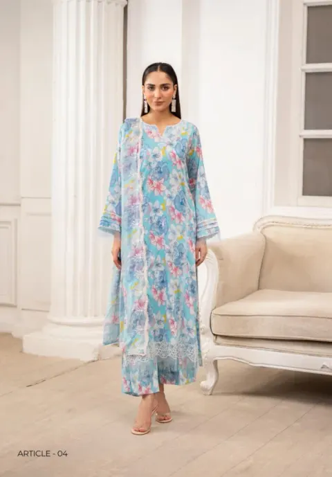 Gulljee Ziva Embroidered Digital Printed Lawn - Shopemart 1