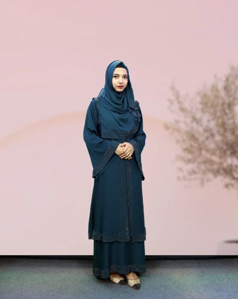 Dark Teal Layered Irani Abaya Borka