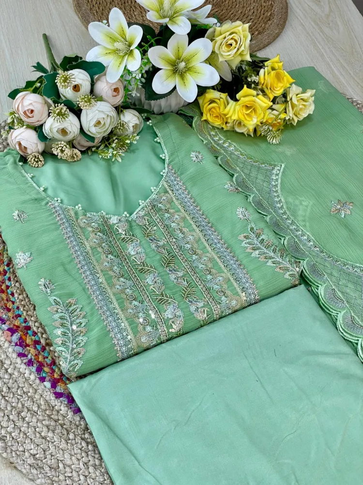 Premium Embroidered Shiffon Georgette 4-Piece For Women - Shopemart 1