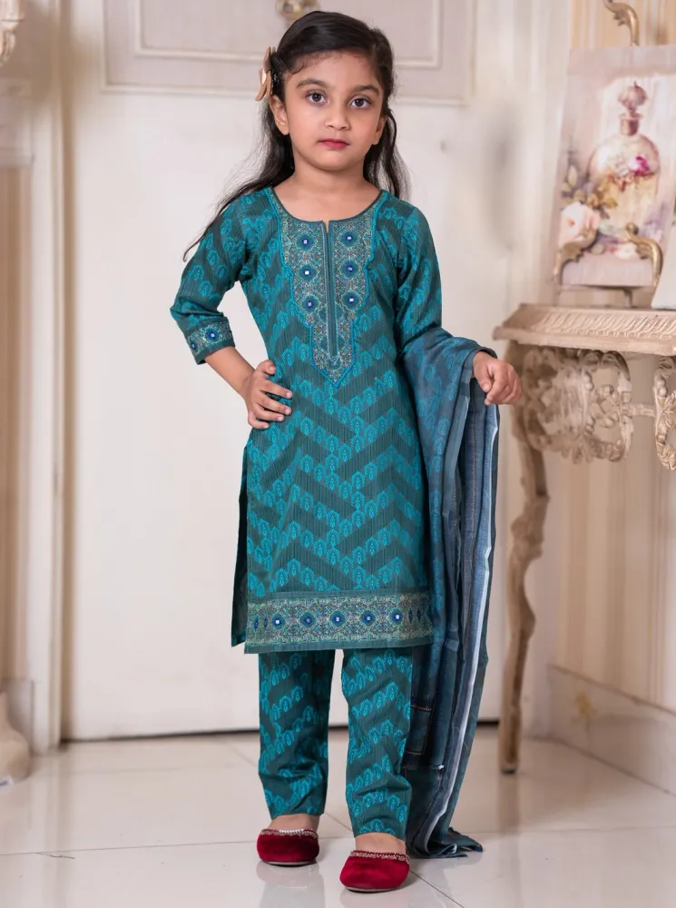 Baby Girl 3-Piece Salwar Kameez Set with Dupatta - Shopemart