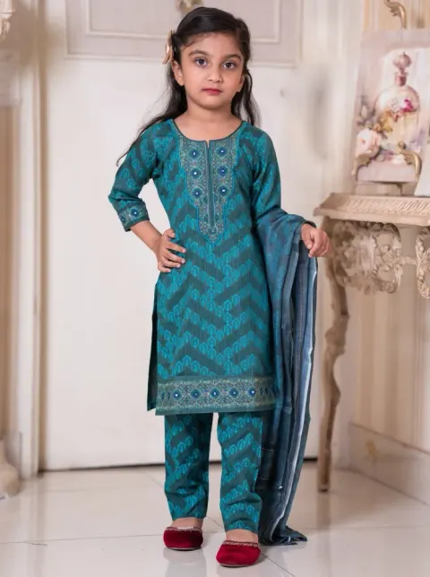 Baby Girl 3-Piece Salwar Kameez Set with Dupatta - Shopemart