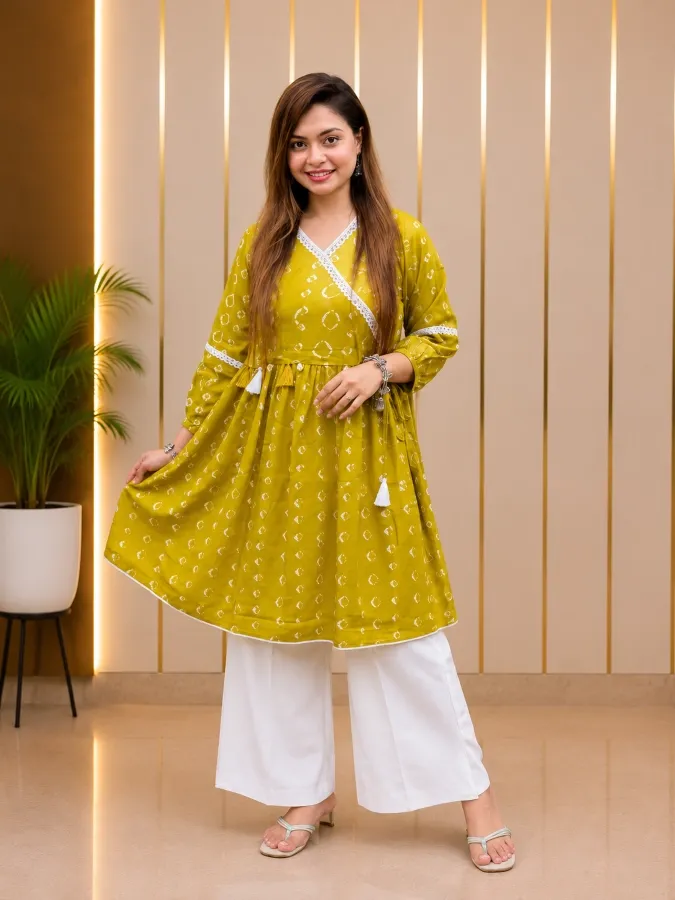 Premium Soft Aarong Cotton Tie-Neck 1-Piece Anarkali Dress for Women - Shopemart