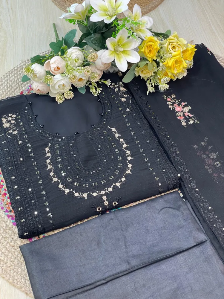 Premium Embroidered Shiffon Georgette 4-Piece For Women - Shopemart 1
