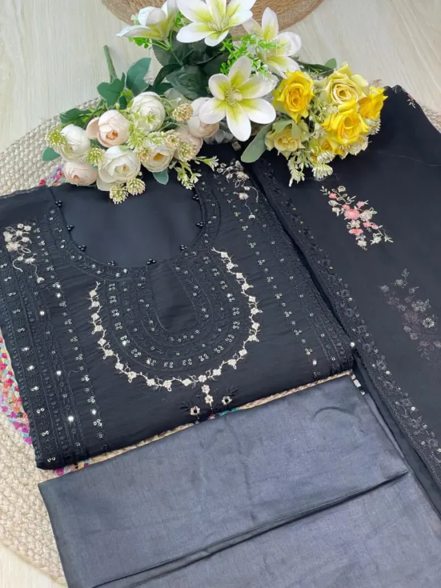 Premium Embroidered Shiffon Georgette 4-Piece For Women - Shopemart 1