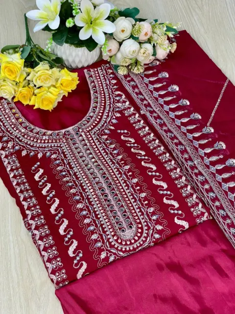 Premium Embroidered Shiffon Georgette 4-Piece For Women - Shopemart 1