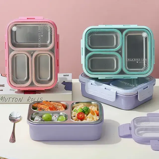 3 compartment Stainless Steel Lunch Box