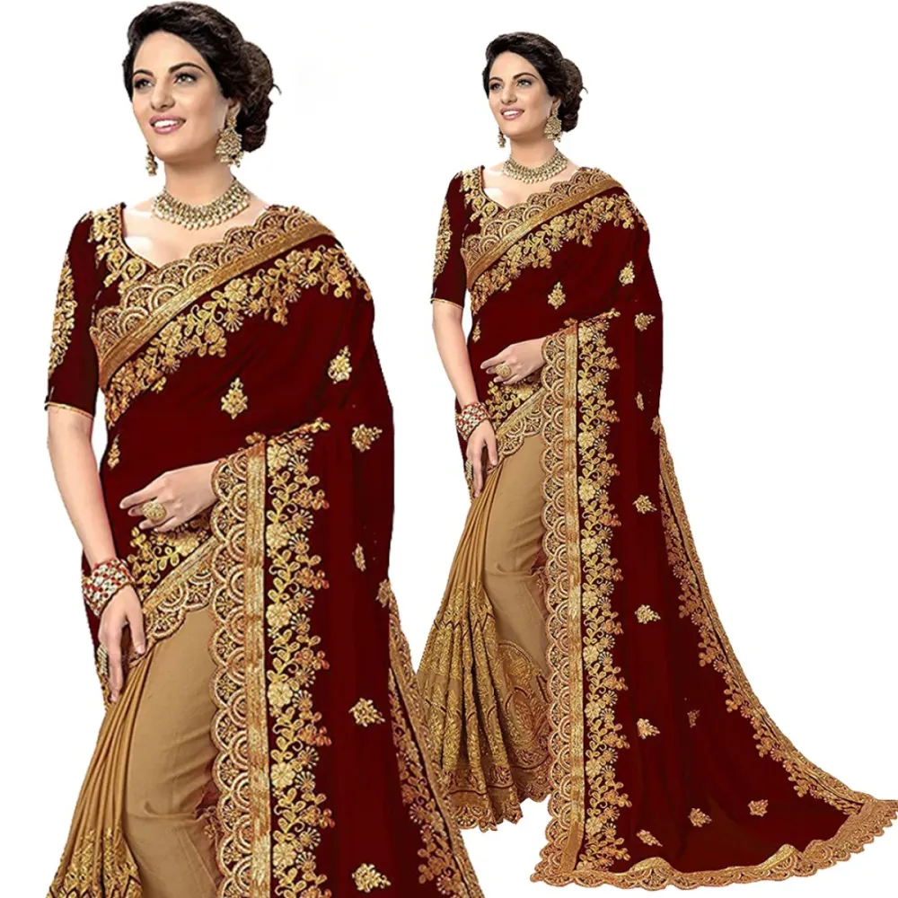 Georgette Embroidered Saree for Women S-4019 DM
