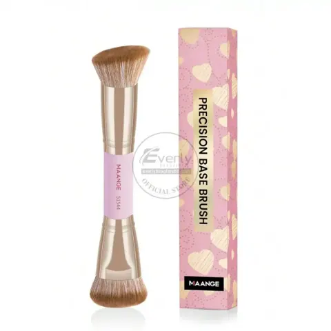 MAANGE 1pcs Precision Base Double-Ended Makeup Brush - Pink & Gold — Maange