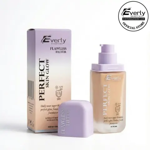 Everly Beauties Perfect Skin Glow Foundation SPF 15 – Lightweight Dewy Finish, Hydrating — Everly Be