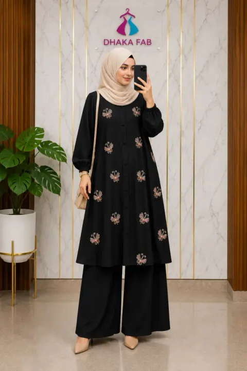 Butterfly Embroidery Co-Ord Set – Premium CEY Malaysian Cotton - Shopemart