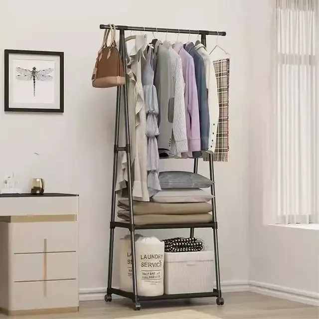 Stainless Steel Triangle Clothing Rack - Black