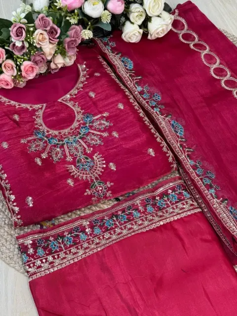 Premium Embroidered Jimmy Chu Georgette 4-Piece Set for Women - Shopemart 1