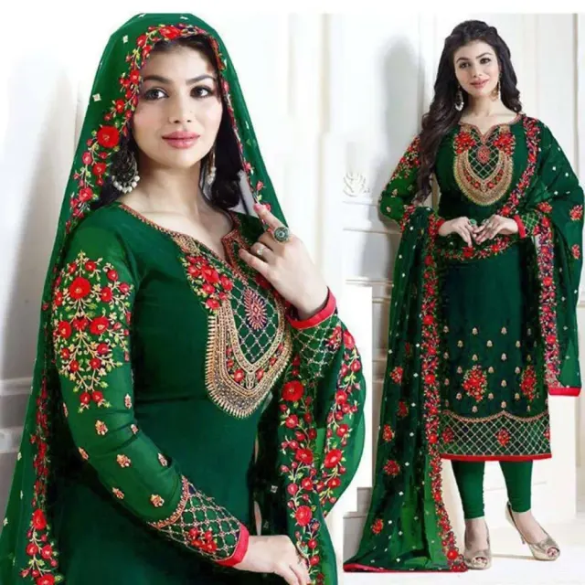Elegant Green Embroidered Salwar Kameez with Dupatta – Blunel - Shopemart
