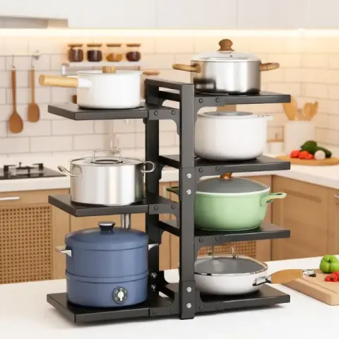 Kitchen Counter Pan Rack Organizer