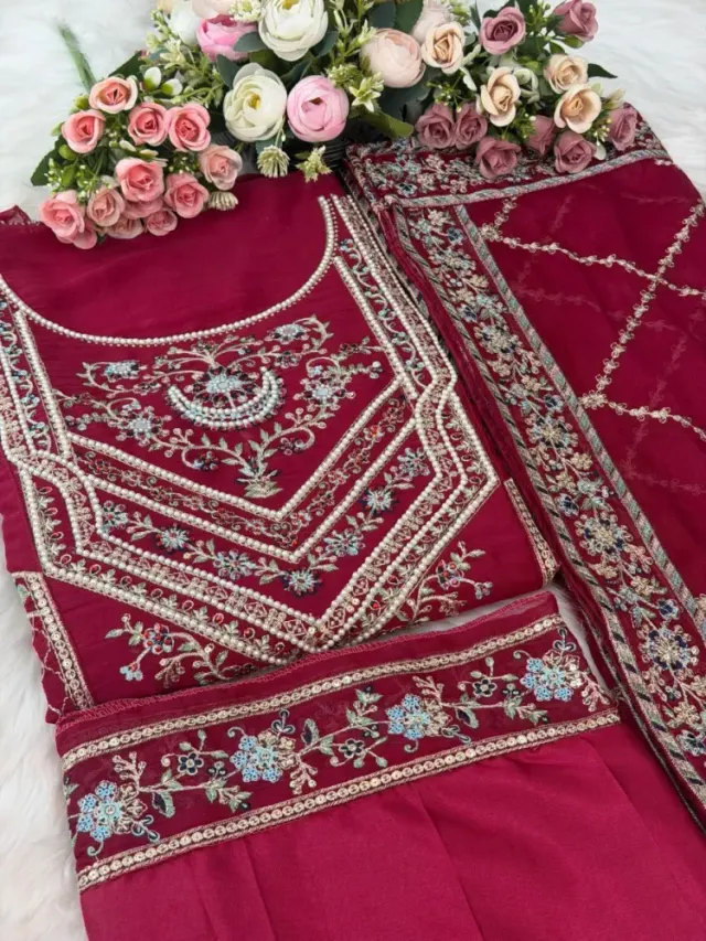 Premium Embroidered Star Georgette 4-Piece For Women - Shopemart 1