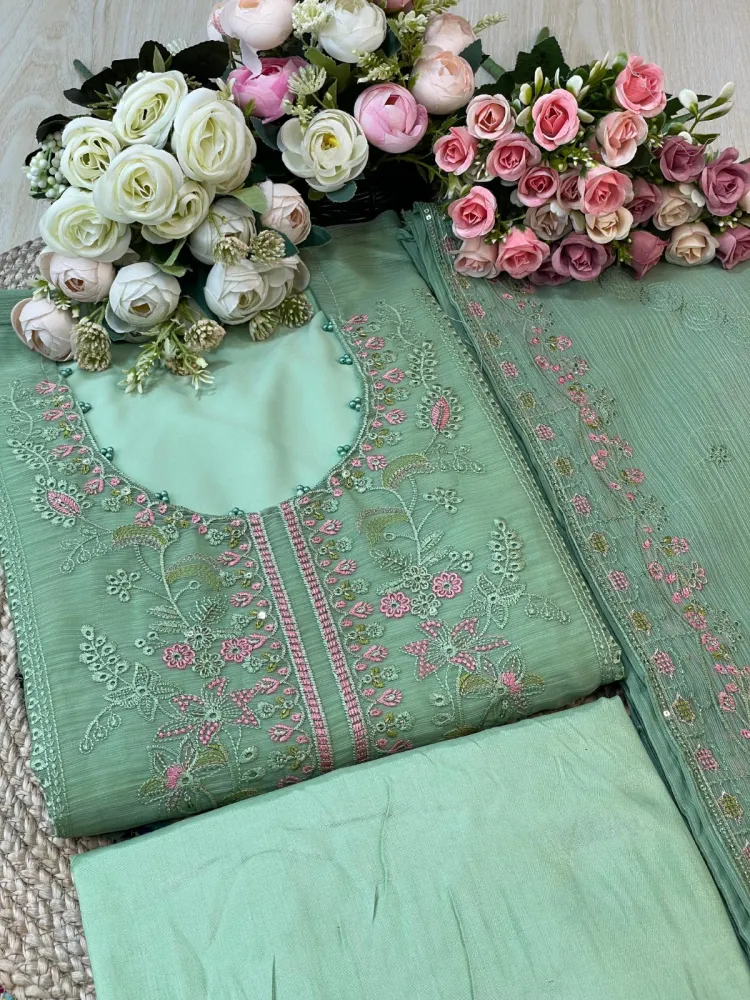 Premium Embroidered Shiffon Georgette 4-Piece For Women - Shopemart 1