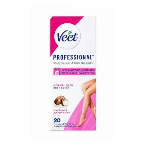 Veet Professional Shea Butter & Acai Berry Scent Normal Skin Wax 20 Strips — VEET skincare patch / strip