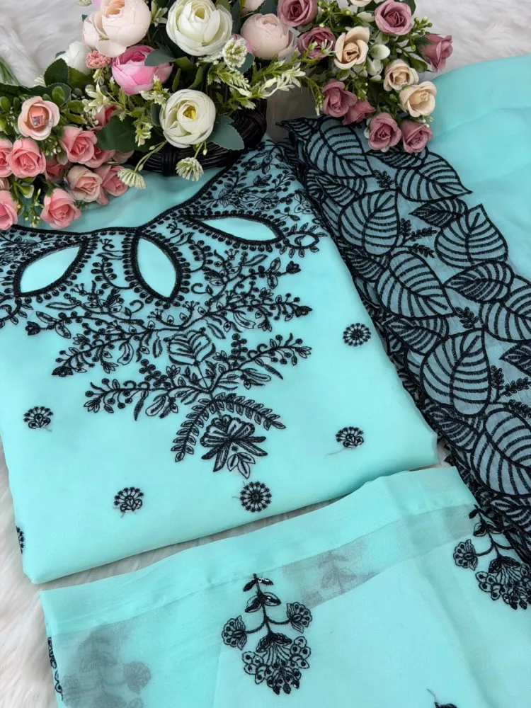 Embroidered Kurta with Palazzo & Dupatta 4-Piece For Women - Shopemart 1