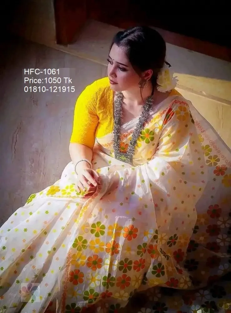 Off White Floral Saree
