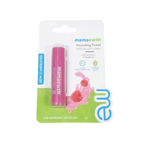 Mamaearth Nourishing Tinted 100% Natural Lip Balm With Vitamin E And Raspberry 4g — MAMA EARTH lip care product