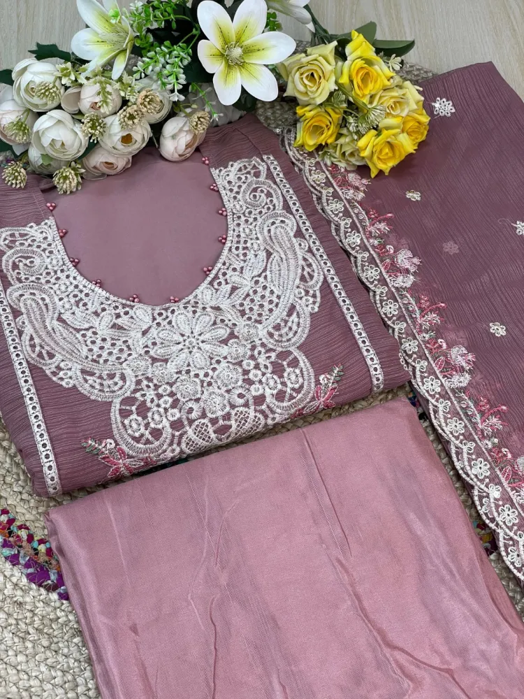 Premium Embroidered Shiffon Georgette 4-Piece For Women - Shopemart 1