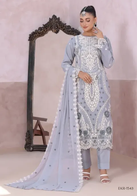 MAHJABEEN – Premium Shifoon Semi-Stitched Collection - Shopemart 1