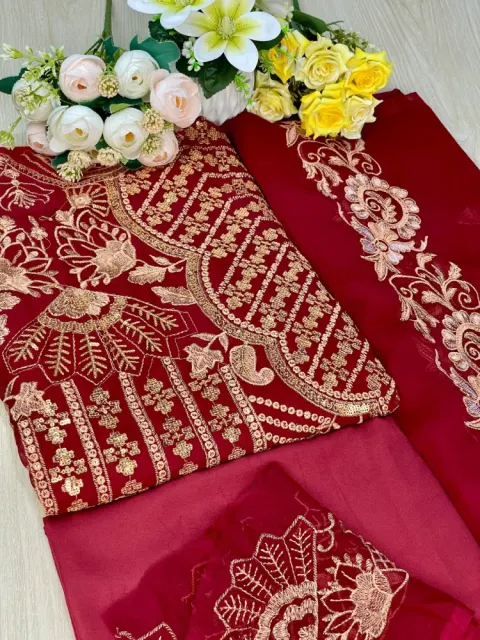 Premium Embroidered Soft Georgette 4-Piece For Women - Shopemart 1