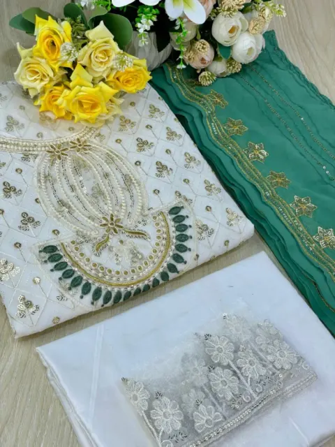 Turquoise Georgette Semi Stitched Salwar Suit - Shopemart 1