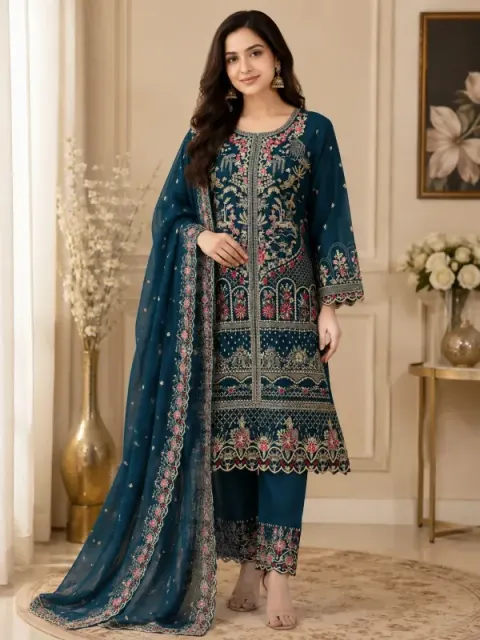 Tore Embroidered Star Georgette 4-Piece Dress for Women