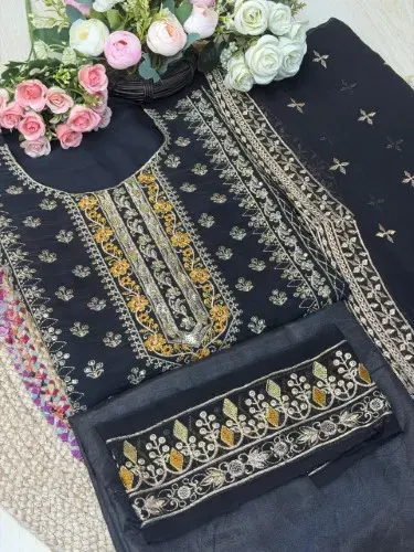 Premium Embroidered Soft Georgette 4-Piece For Women - Shopemart 1