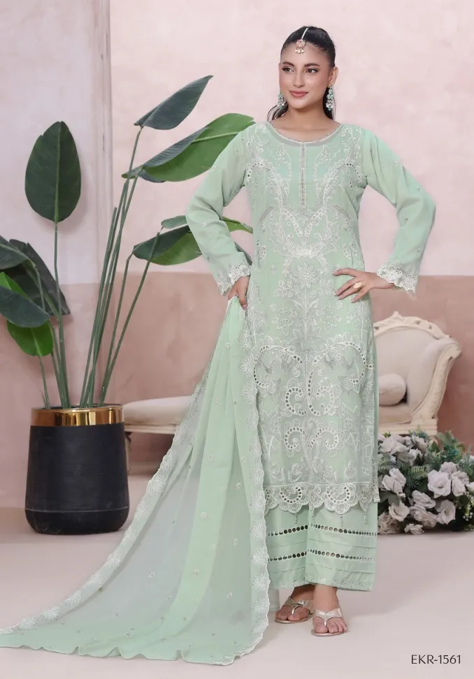 MAHJABEEN – Premium Shifoon Semi-Stitched Collection - Shopemart 1