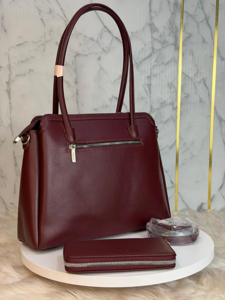 BACCO Premium Women's PU Leather Handbag with Matching Wallet & Shoulder Strap - Shopemart 1