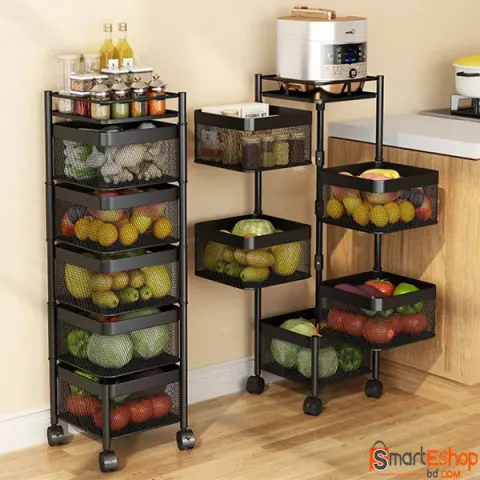 5 Tier Rotating Square Fruit And Vegetable Storage Basket