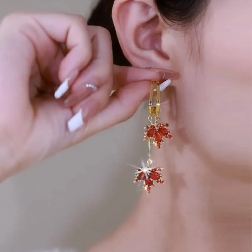 Red Stone Earrings-10102