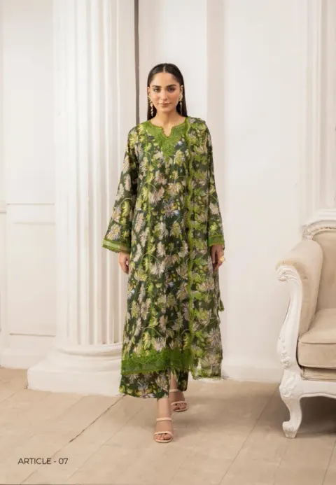Gulljee Ziva Embroidered Digital Printed Lawn - Shopemart 1