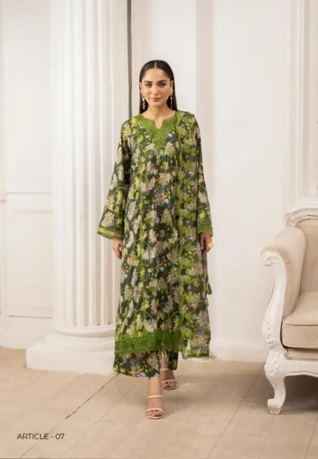 Gulljee Ziva Embroidered Digital Printed Lawn - Shopemart 1