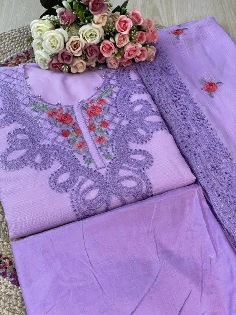Premium Embroidered Shiffon Georgette 4-Piece For Women - Shopemart 1