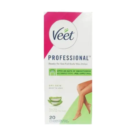 Veet Professional Aloe Vera & Green Tea Scent Dry Skin Wax 20 Strips — VEET skincare patch / strip