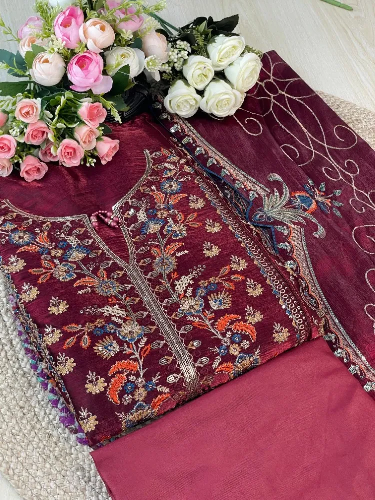 Premium Embroidered Jimmy Chu Georgette 4-Piece Set for Women - Shopemart 1